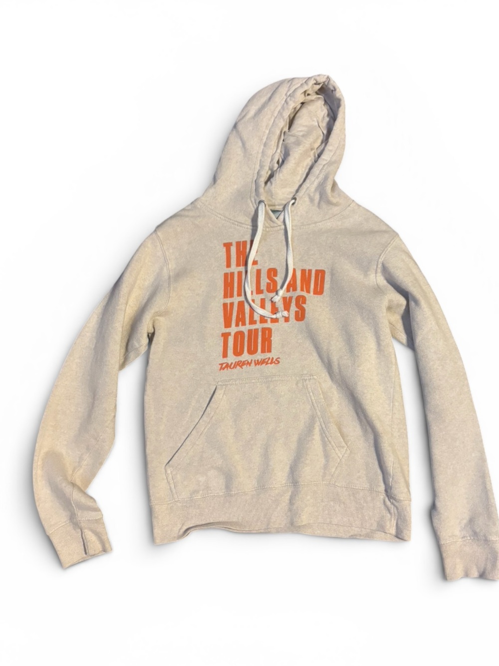 Source Unknown Beige Hoodie with Orange Graphic